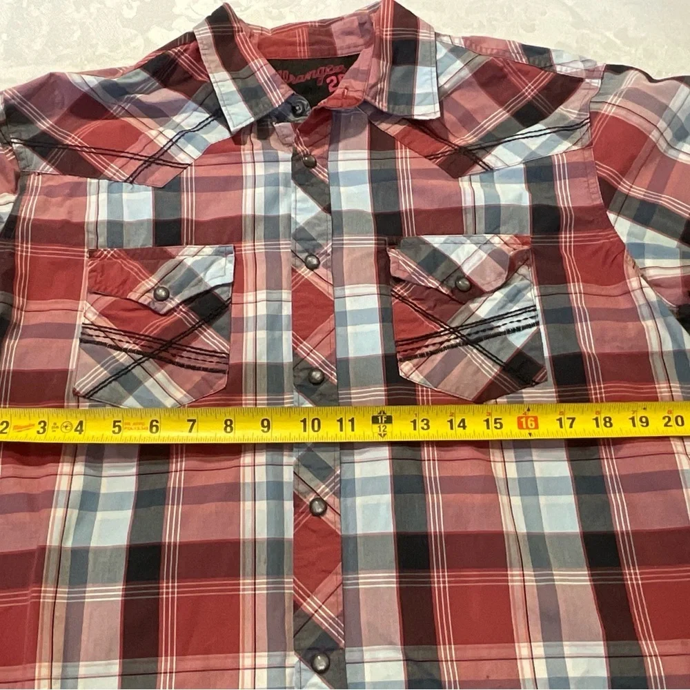 Wrangler 20X Competition Red Plaid Button Western Cowboy Shirt Men’s Size Large - Picture 8 of 10
